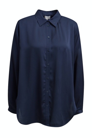 Milano BLOUSE WITH COLLAR, PLACKET AND 1/1 DARK BLUE