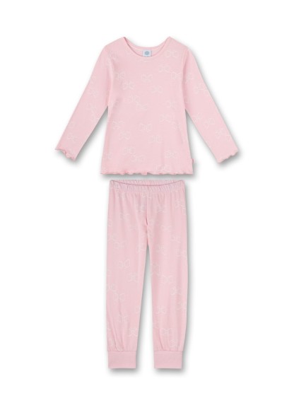 Sanetta Pyjama long, uni w.motif rosa